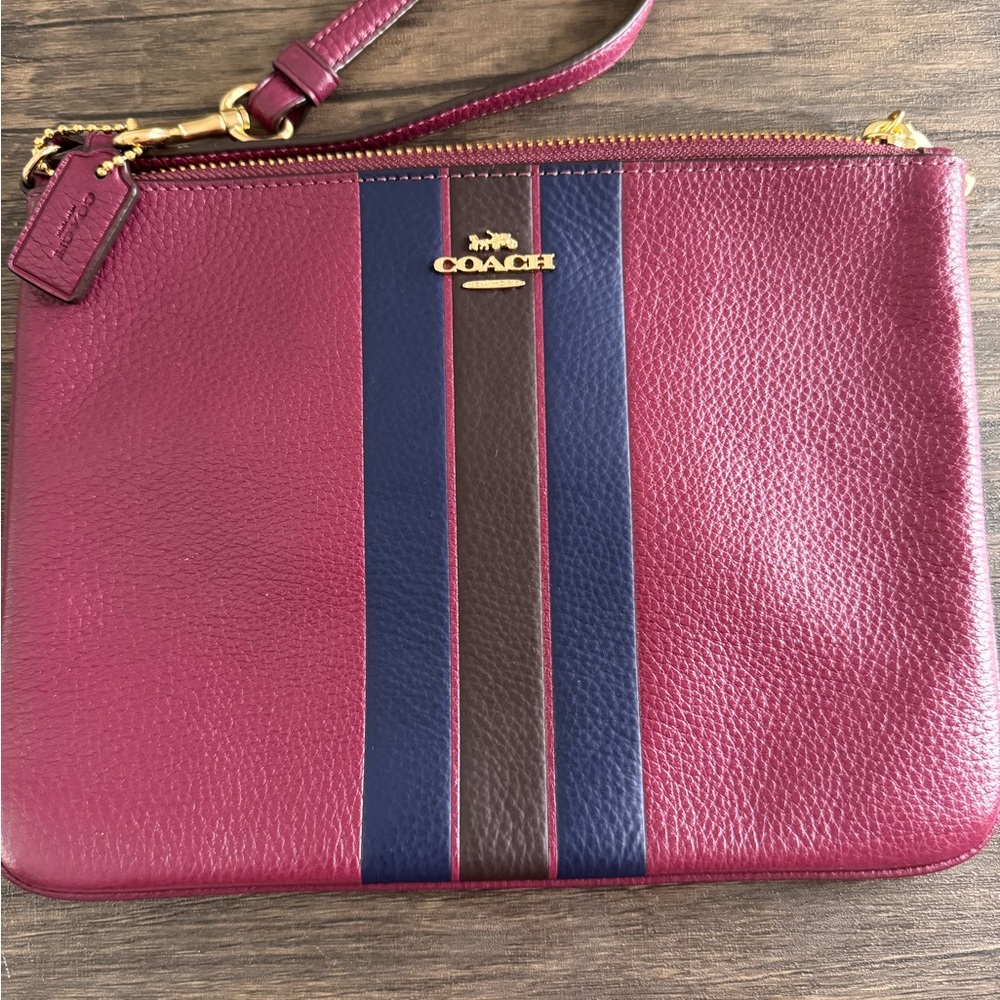 Coach Maroon and Blue Pouch